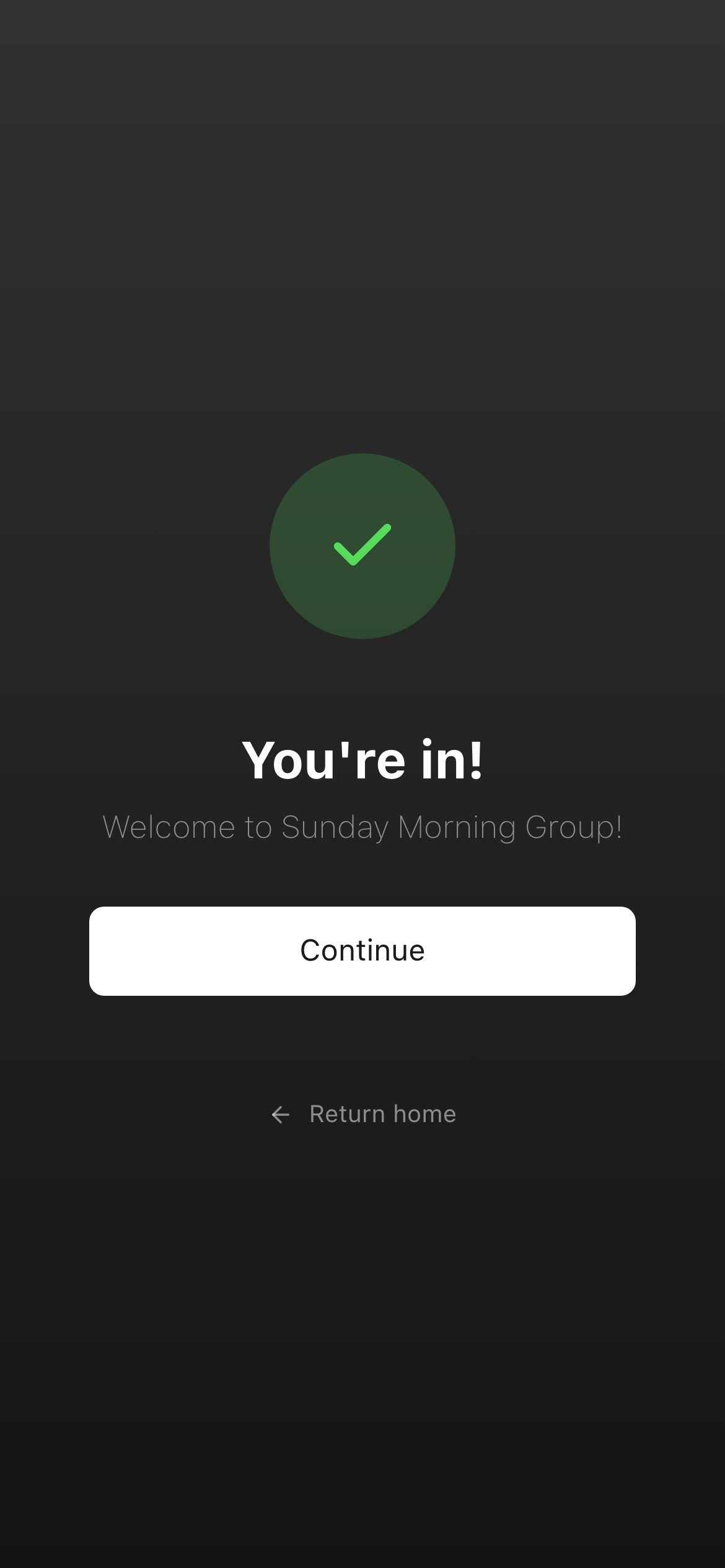 Step 6 — Confirmation screen.